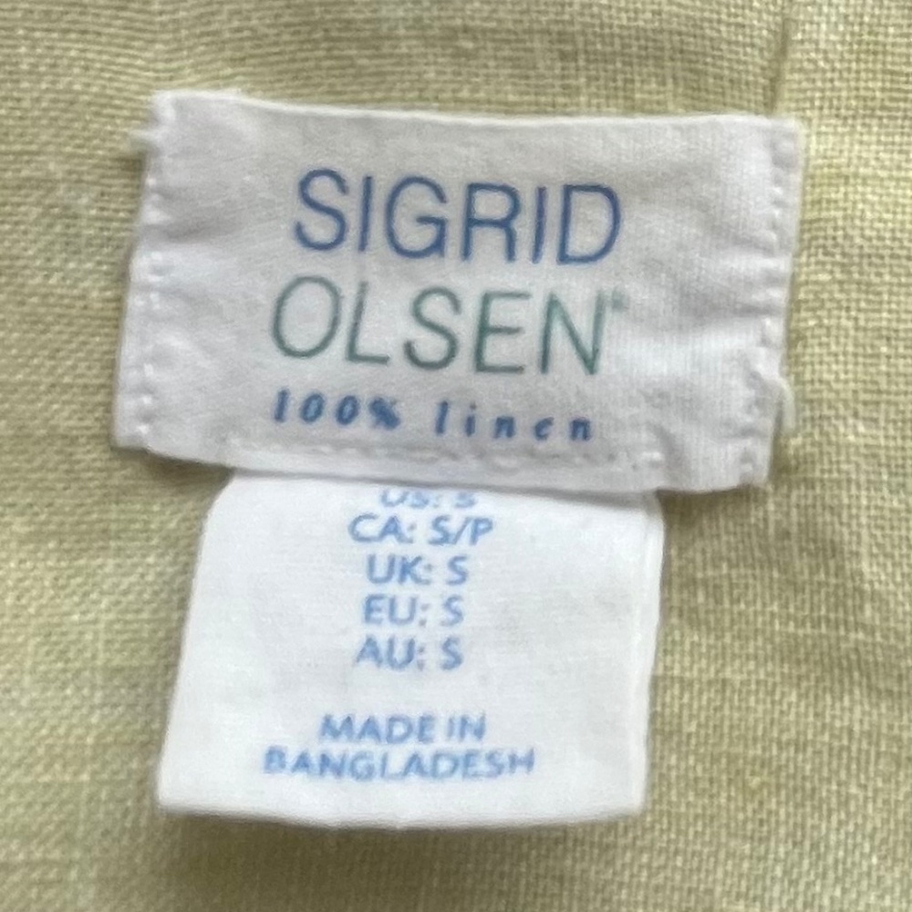 Sigrid Olsen Citrus Yellow Linen Blouse Size Small - Picture 4 of 6